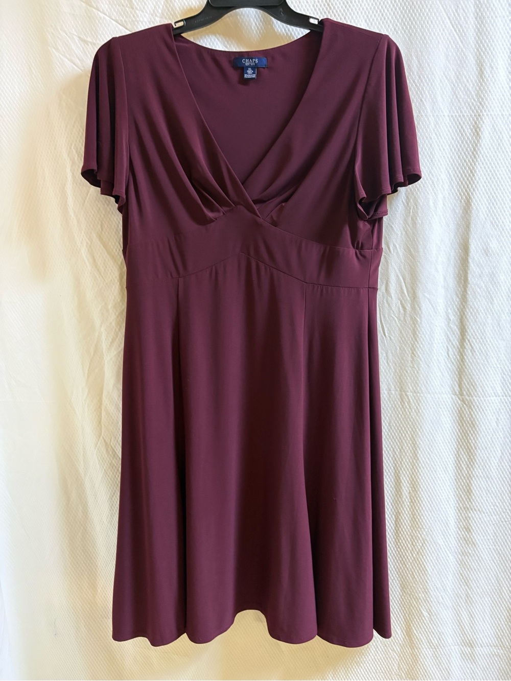 Chaps Women's Burgundy Jersey Knit Empire Dress Size XL EUC